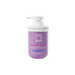 Purple body lotion bottle with white pump on a white background