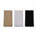 Three folded knit scarves in tan, light gray, and black, arranged side by side on a plain white background.