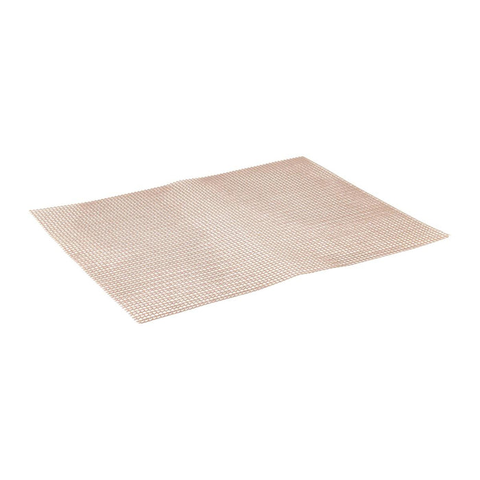 Beige woven placemat on a white background