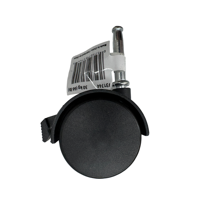 Black metal clip with a label on a white background