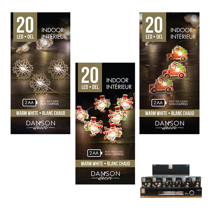 SILVER WIRE LED LIGHT SET, 20 PLASTIC REFLECTOR