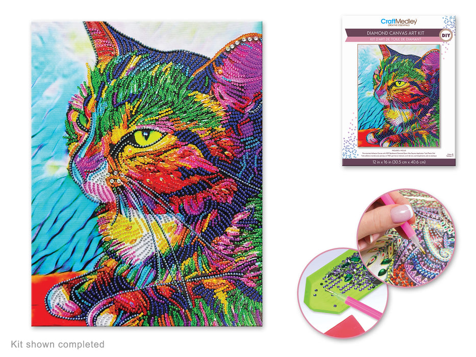 DIAMOND PAINTING ART KIT 12INX16IN W/GEMS+TOOL+TRAY