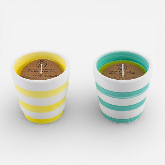 3.35"x3.35" STRIPE TERRACOTTA CITRONELLA CANDLE