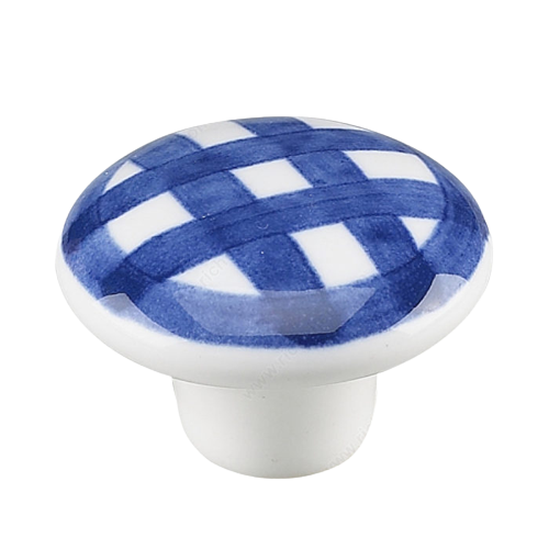 CERAMIC KNOB - 1-1/2IN WHITE/BLUE
