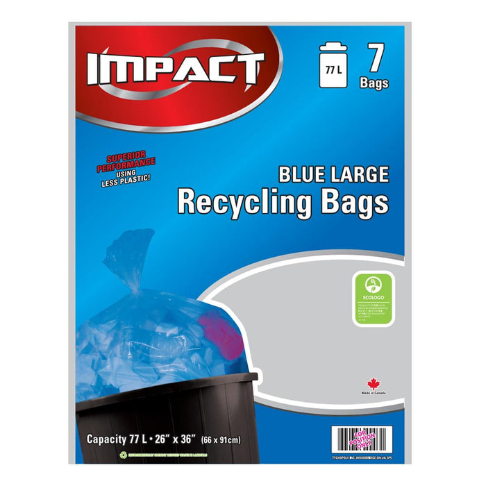 BLUE GARBAGE BAGS FOR RECYCLING 26'' X 36'' 10 PCS