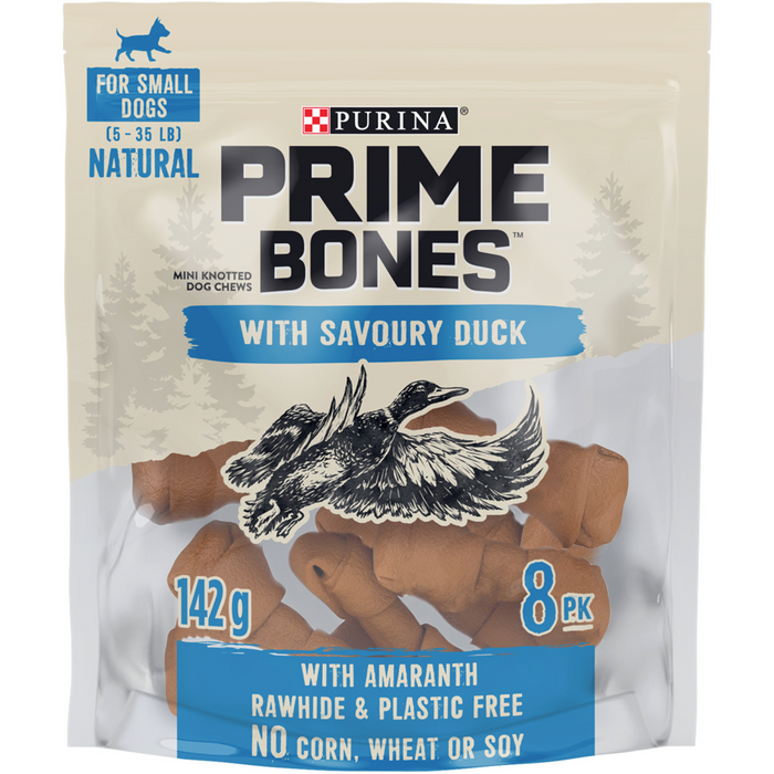 PRIME BONES MINI KNOTTED CHEWS WITH SAVOURY DUCK 8PK