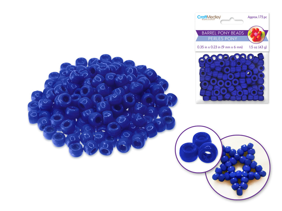 BARREL PONY BEADS 9MMX6MM 175PC