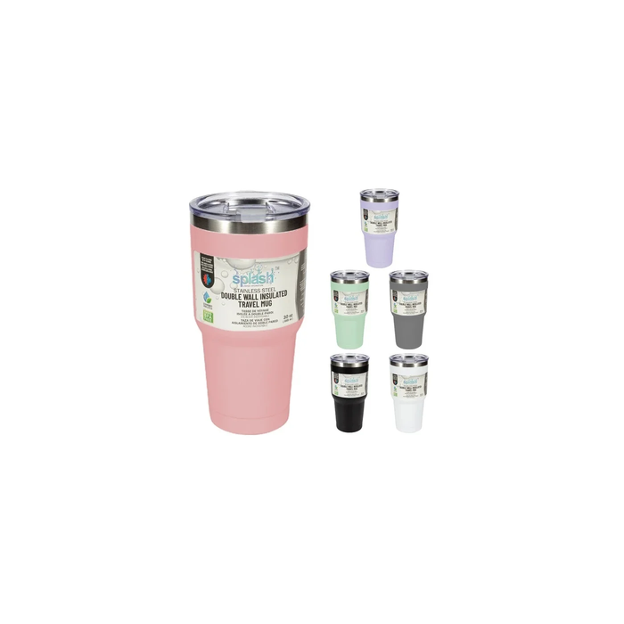 SPLASH STAINLESS  STEEL DOUBLE WALL TRAVEL MUG 43OZ