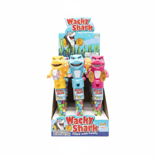 Wacky Shark candy dispensers in colorful packaging