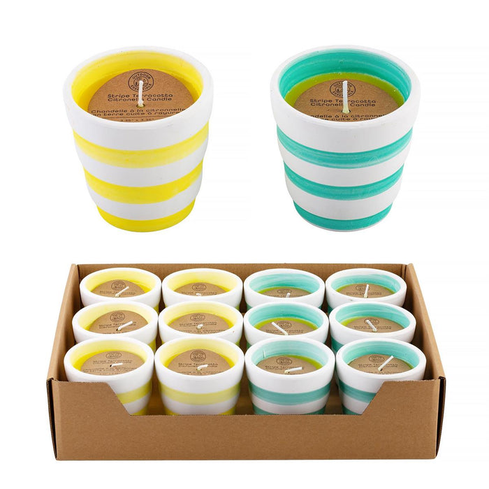 3.35"x3.35" STRIPE TERRACOTTA CITRONELLA CANDLE