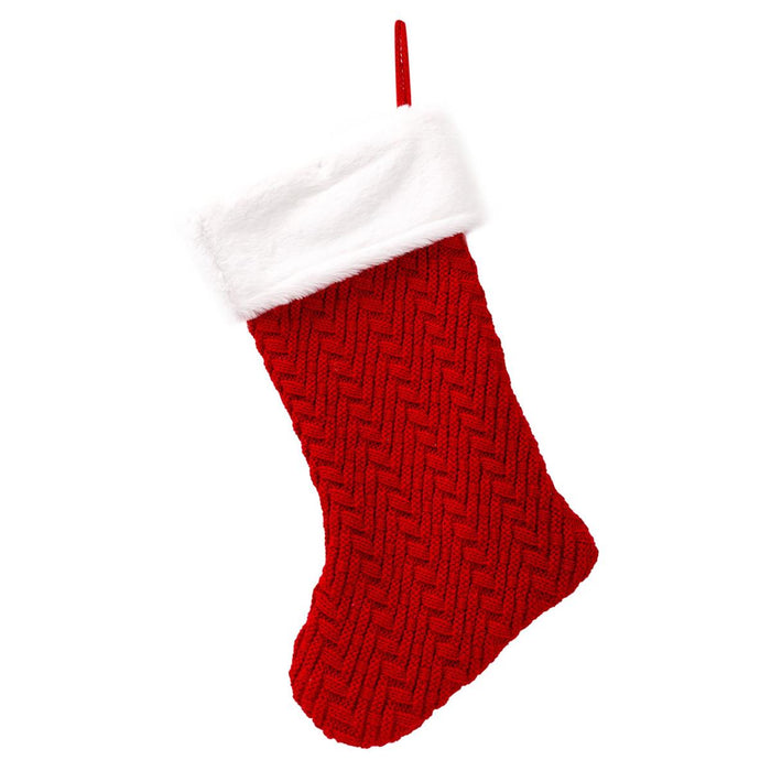 CHRISTMAS 20'' DOUBLE KINT STOCKING WITH FUR TRIM