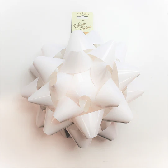 8IN JUMBO STAR BOW METALLIC WHITE