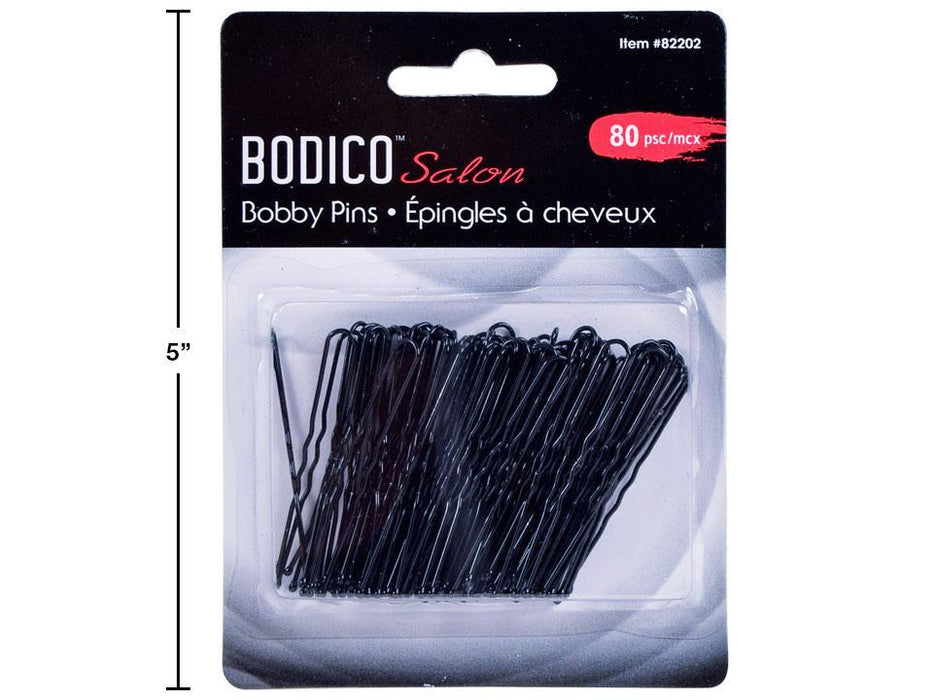 SALON BOBBY PINS, BLACK - 80 PCS