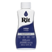 Bottle of Rit dye in indigo color on a white background