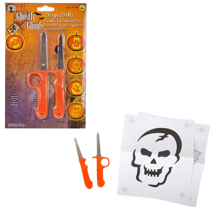 2PC PUMPKIN TOOL AND STENCIL SET