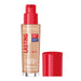 Rimmel London foundation bottle with red cap on a white background