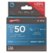 Box of Arrow T50 staples with branding and specifications on a white background