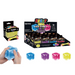 Krazy Ice Cube Gold toy set shown with a retail display box, a single package, four translucent blue ice cubes in different colors, and hands holding a blue cube. The packaging and display are black with bright multicolor graphics.