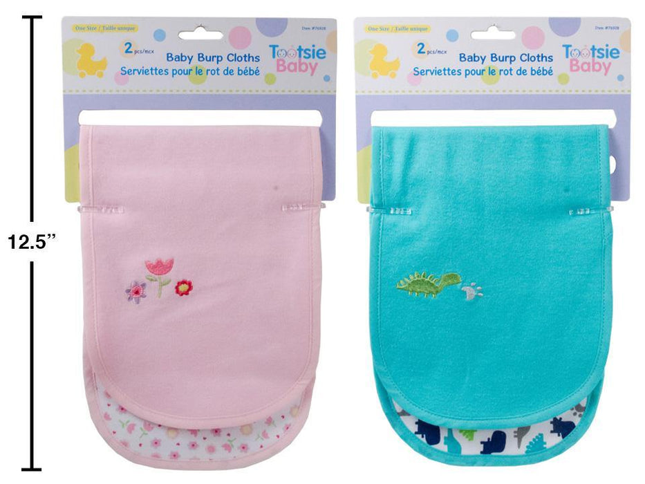 TOOTSIE BABY, - 2-PC BURP CLOTH, 2 COLORS ONE SIZE