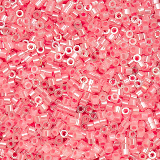 Close-up of pink and clear pony beads