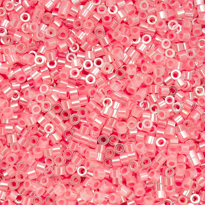 Close-up of pink and clear pony beads