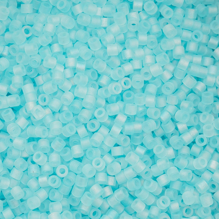 Close-up of turquoise glass beads on a blue background
