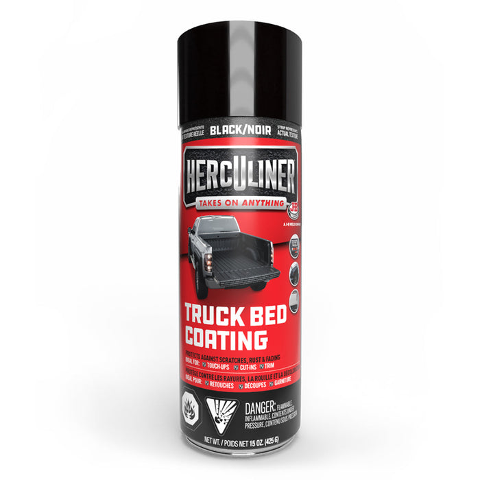 Herculiner truck bed coating spray can on a white background