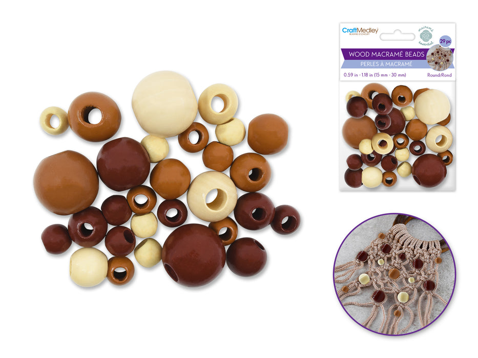 MACRAME BEADS ASST SIZE+COLOR