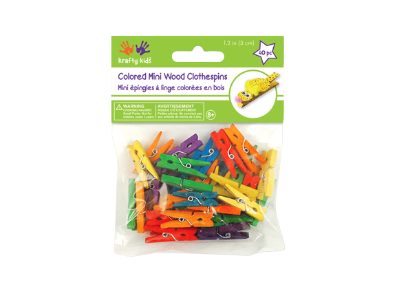 COLORED MINI WOOD CLOTHESPINS 40PCS