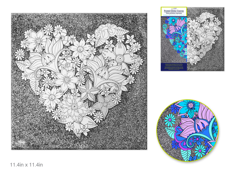 STRETCH ARTIST PRINTED CANVAS: 11.4"X11.4" GLITTER PRIMED BACK-STAPLE