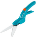 Turquoise garden shears with orange handle on a white background