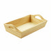 Wooden tray with handles on a white background