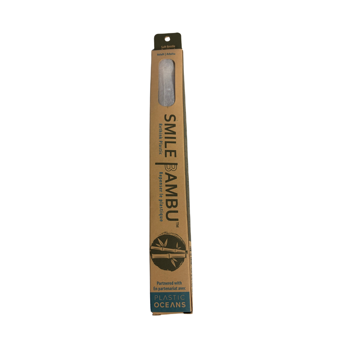 A packaged bamboo smile archer's bow made from Pacific Oceans wood, shown in its original cardboard packaging on a white background.