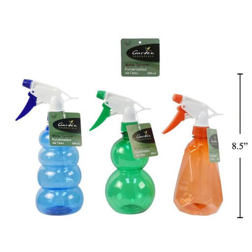 Three spray bottles in blue, green, and orange with visible branding on a white background.
