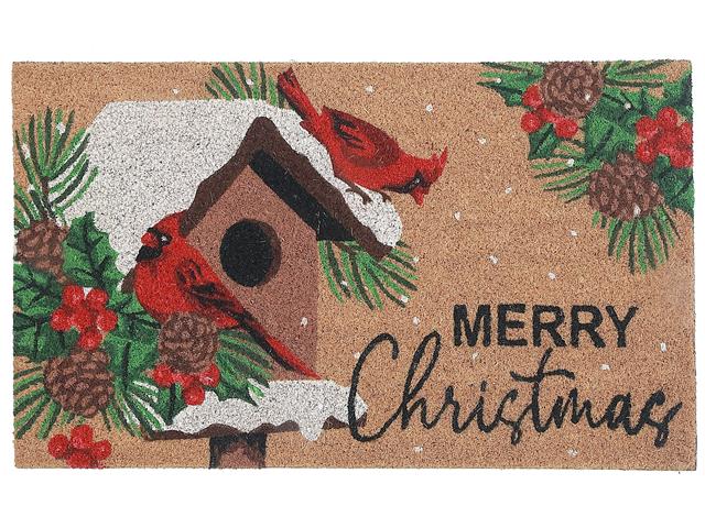 CHRISTMAS CARDINALS COIR DOOR MAT 18"X30"
