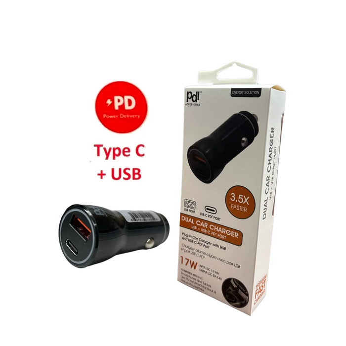 DUAL CAR CHARGER USB & USB C