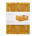 Yellow folding storage crate with packaging on a white background