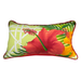 Decorative pillow with tropical floral design on a white background