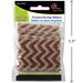 Packaged printed burlap ribbon with chevron pattern on a white background