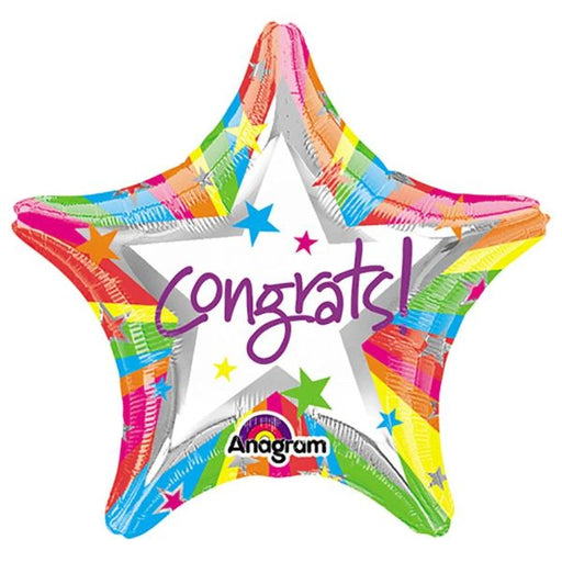 Colorful star-shaped balloon with 'Congrats!' text and Anagram logo on a white background