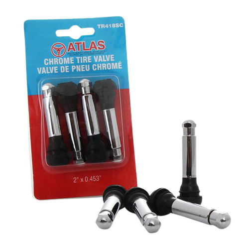 CHROME TIRE VALVE 4 PACK