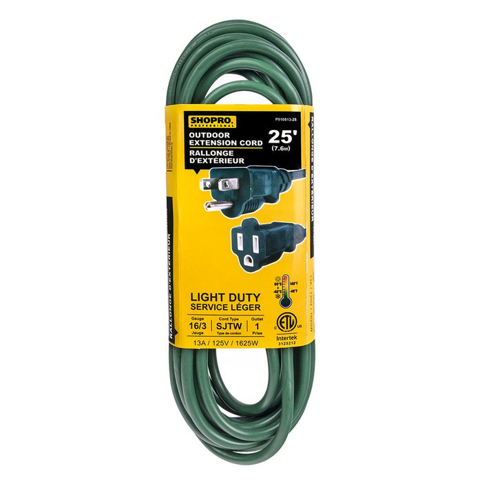 SHOPRO 25' 16/3 EXTENSION CORD GREEN