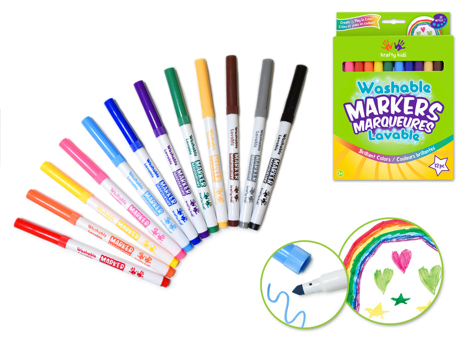 KRAFTY KIDS LIL' ARTIST WASHABLE MARKERS 12PK