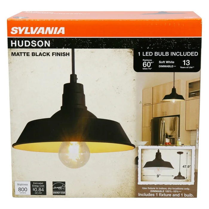 LIGHT FIXTURE MATTE BLACK FINISH SYLVANIA