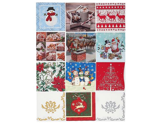 20PK ASSORTED XMAS NAPKINS