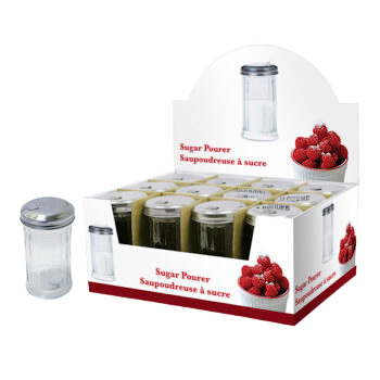 GLASS SUGAR POURER WITH LID