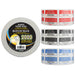 Roll of raffle tickets with labels on a white background