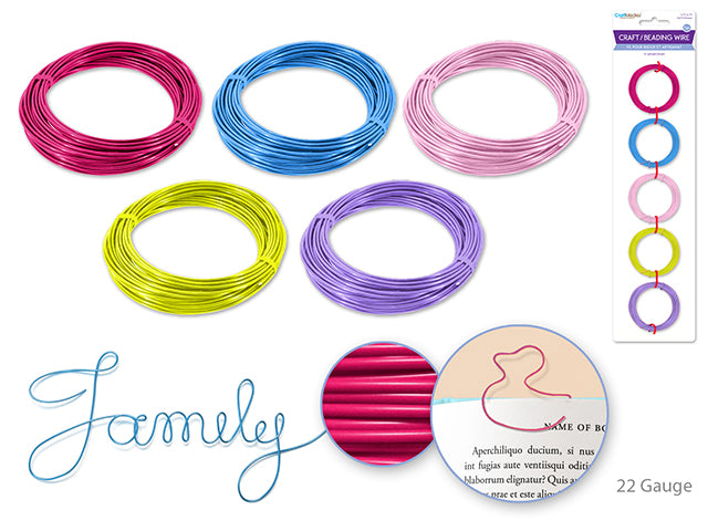 22G PASTELS BEADING WIRE 5 PK