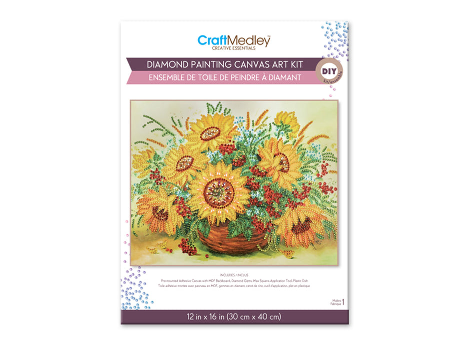 DIAMOND PAINTING ART KIT 12INX16IN W/GEMS+TOOL+TRAY