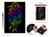 Colorful dreamcatcher design on a black background with an Engraving Kit packaging.